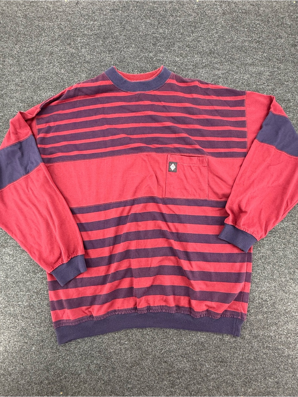Vintage Members Only 80s Element Red and Purple Striped Crewneck Long sleeve